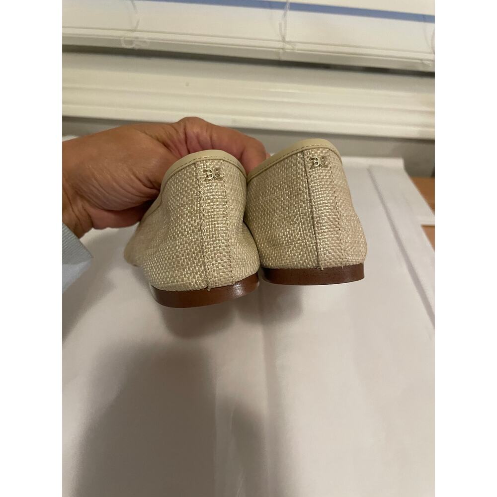 Sam Edelman Felicia Luxe Rattan Ballet Flats bow tan natural logo leather 9 - Picture 3 of 7